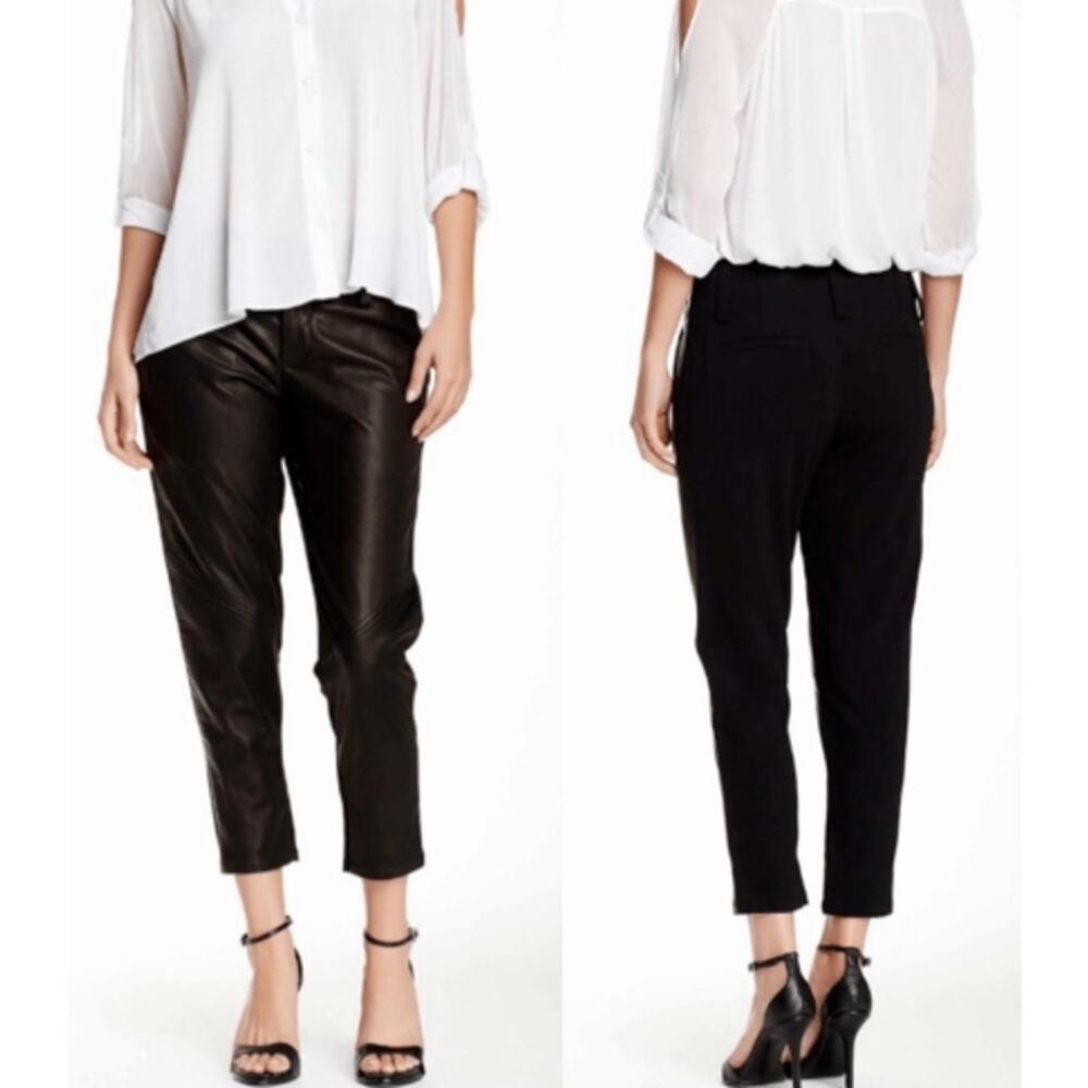 Alice + Olivia	Size	EST 6 Anders‎ Lamb Leather Front Crop Black Mix Material